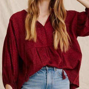 THE GREAT. Paneled Tunic Peasant Top